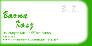 barna kosz business card